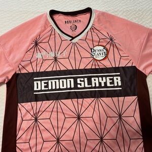 Pink & Brown BoxLunch Demon Slayer Soccer Jersey size L